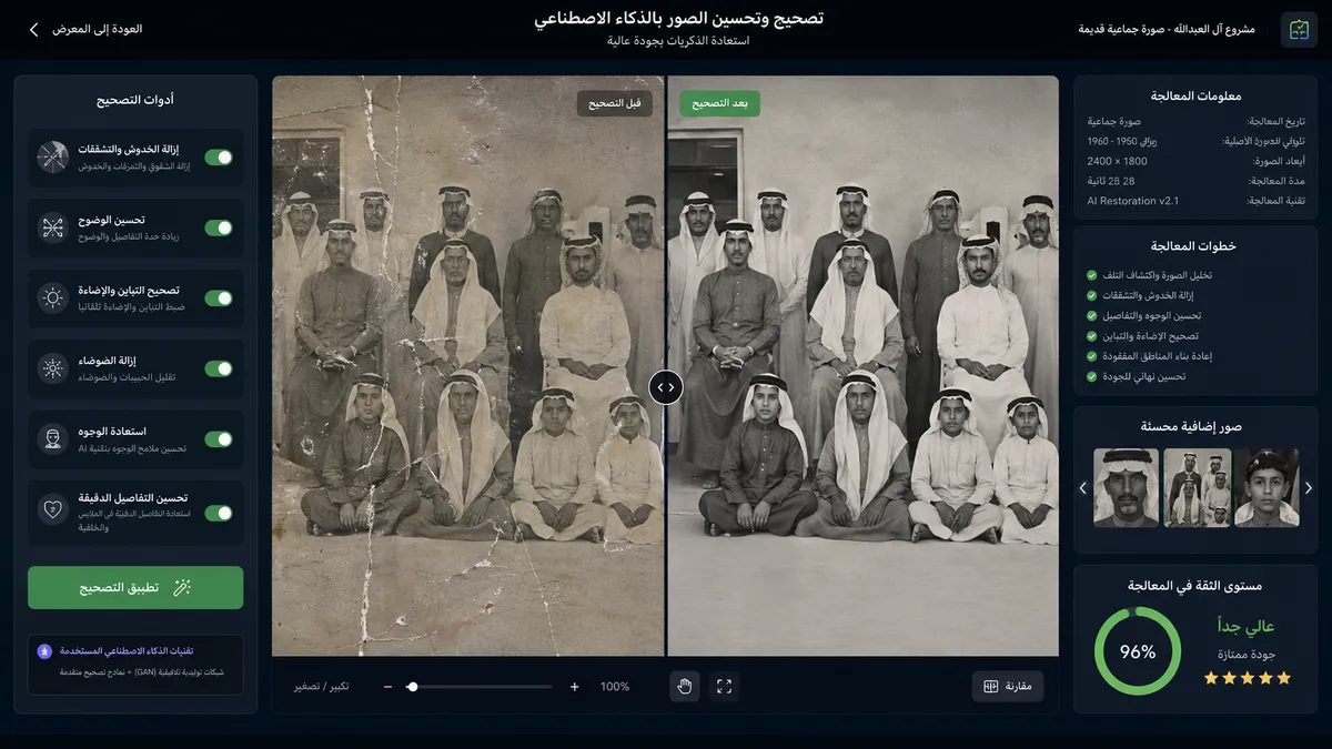 ترميم صورة عائلية قديمة بالذكاء الاصطناعي (قبل وبعد)